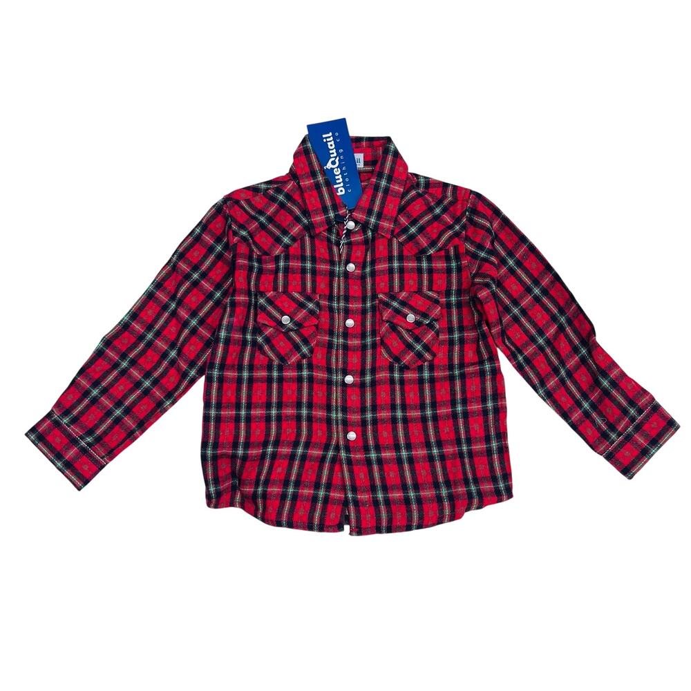 NWT Blue Quail Size 7 Holiday Plaid Pearl Snap